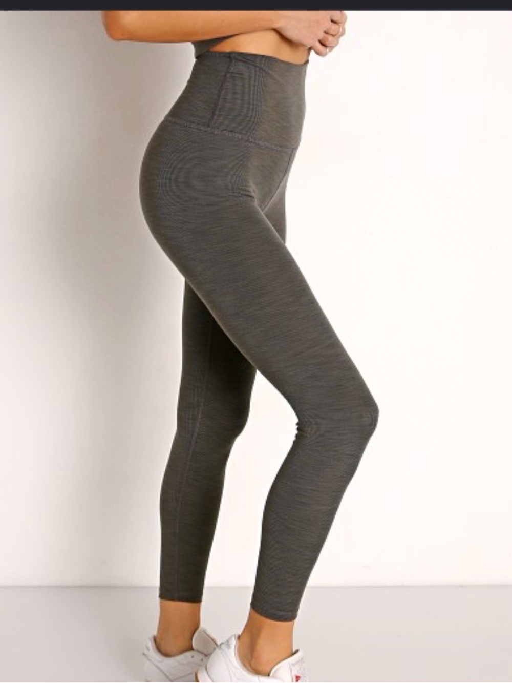 Beyond Yoga Heather Rib High Waisted Midi Legging Smoke Grey Large - Picture 2 of 7